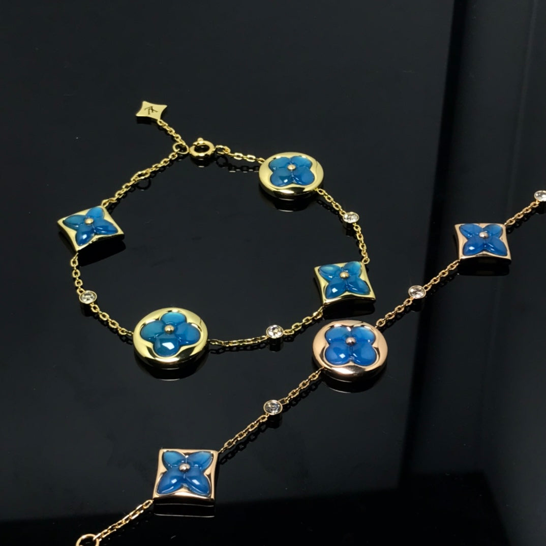 [Am jewelry]STAR AND SUN 4 MOTIF BLUE BRACELET
