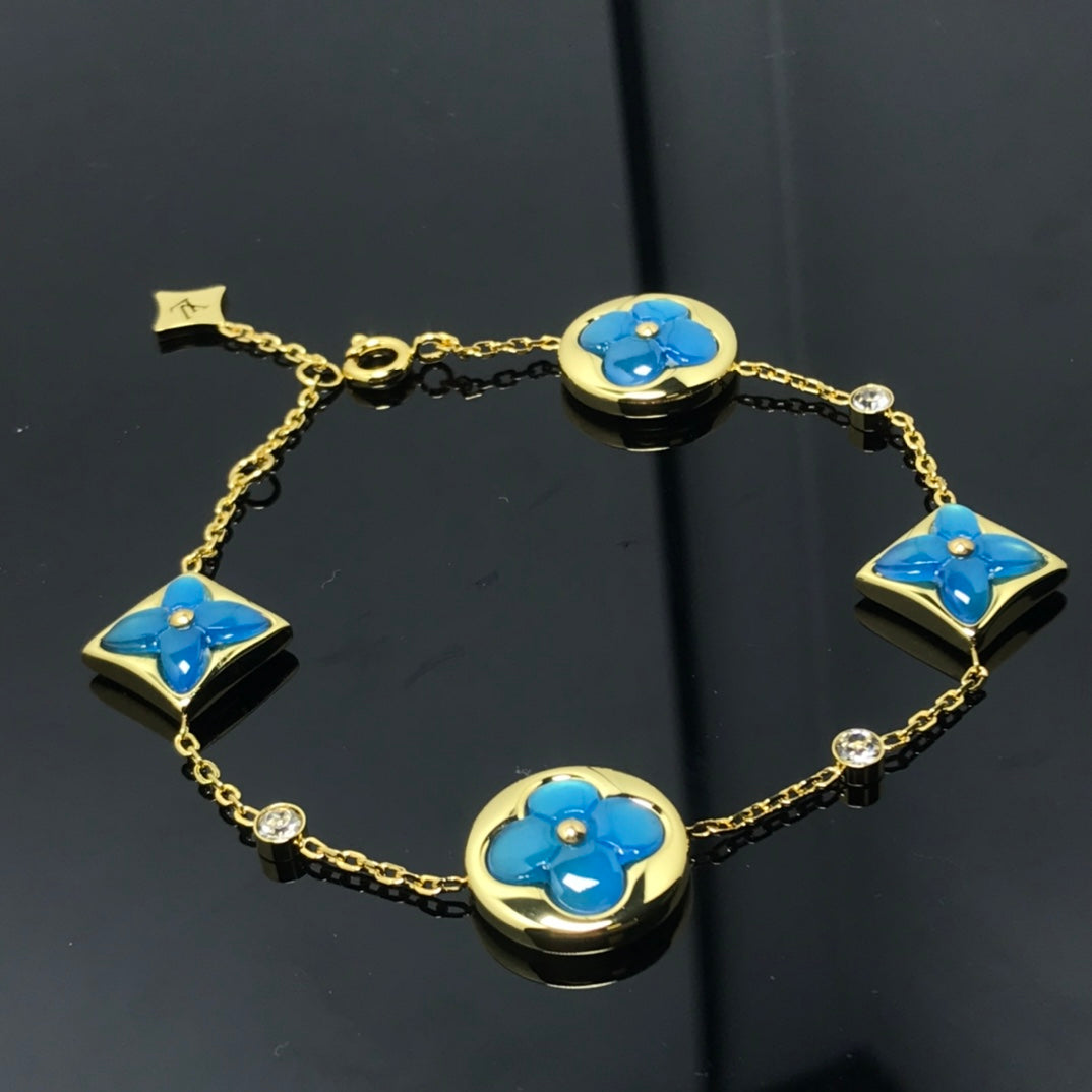 [Am jewelry]STAR AND SUN 4 MOTIF BLUE BRACELET