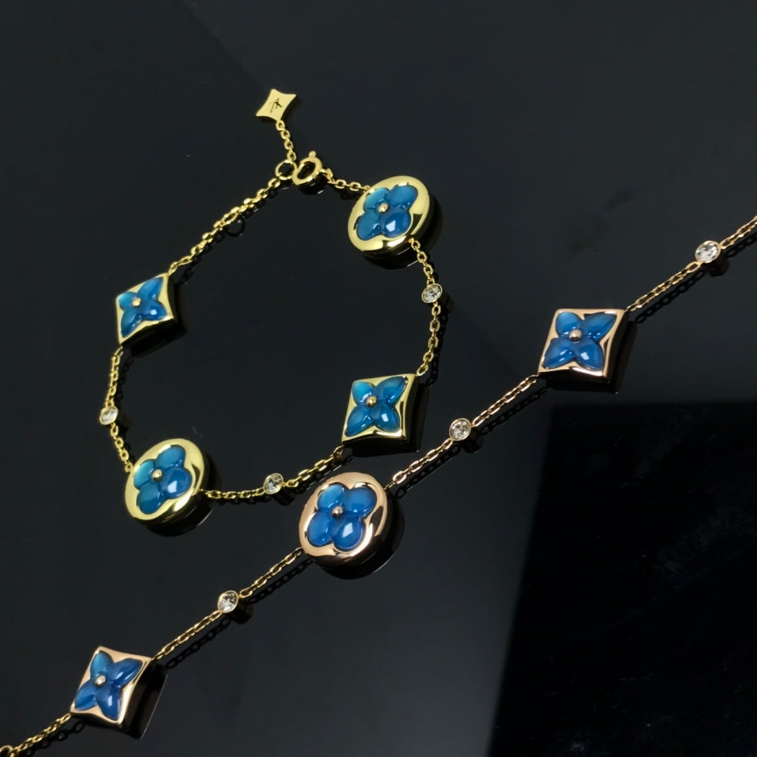 [Am jewelry]STAR AND SUN 4 MOTIF BLUE BRACELET