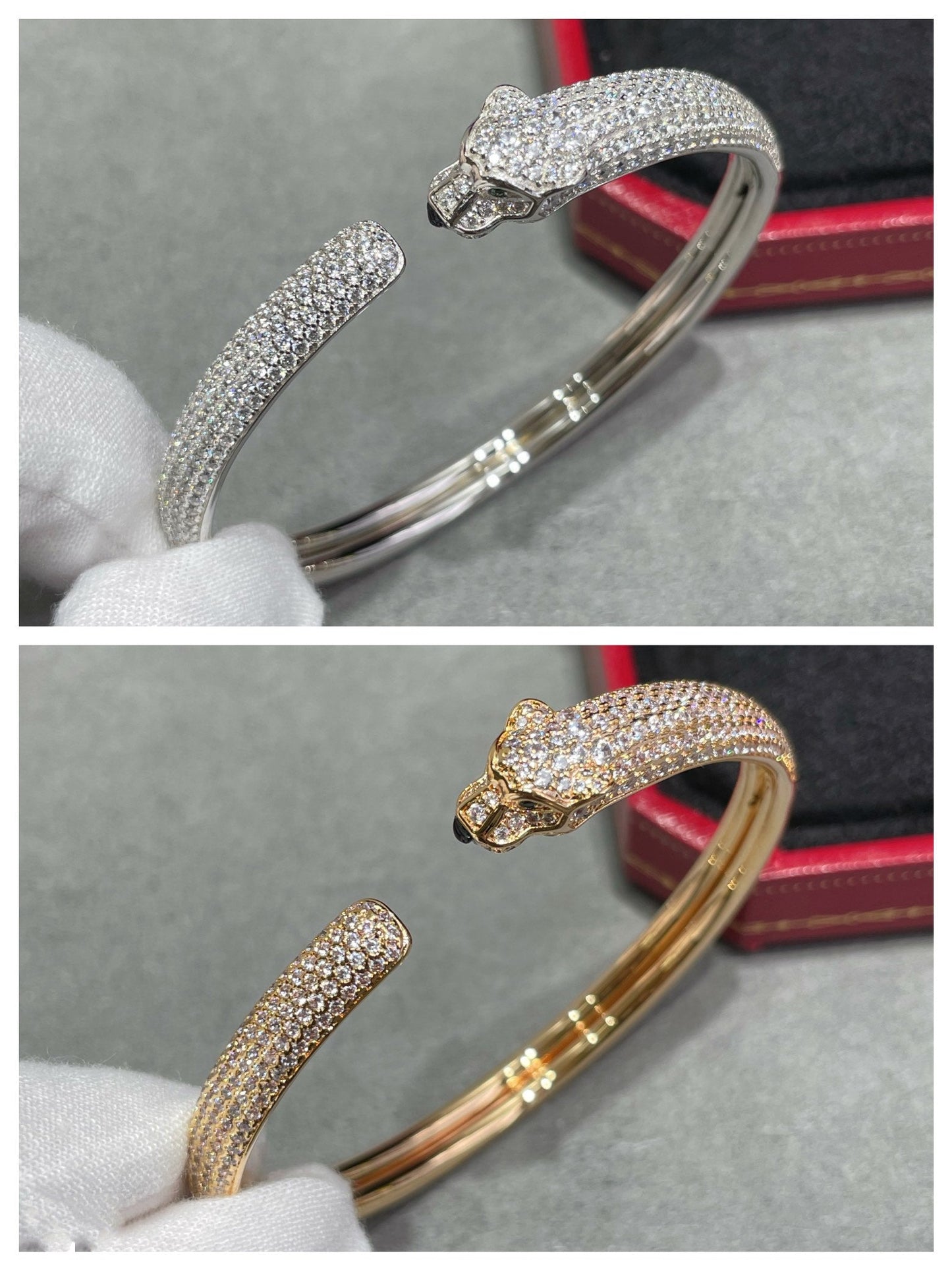 [Am jewelry]PANTHERE FULL DIAMOND OPEN BRACELET