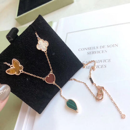 [Am jewelry]LUCKY SPRING 4 MOTIFS ROSE GOLD NECKLACE