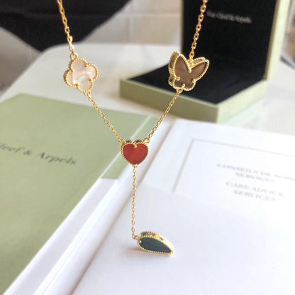 [Am jewelry]LUCKY SPRING 4 MOTIFS ROSE GOLD NECKLACE