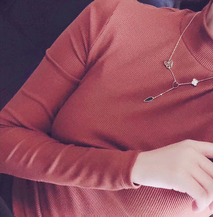 [Am jewelry]LUCKY SPRING 4 MOTIFS ROSE GOLD NECKLACE