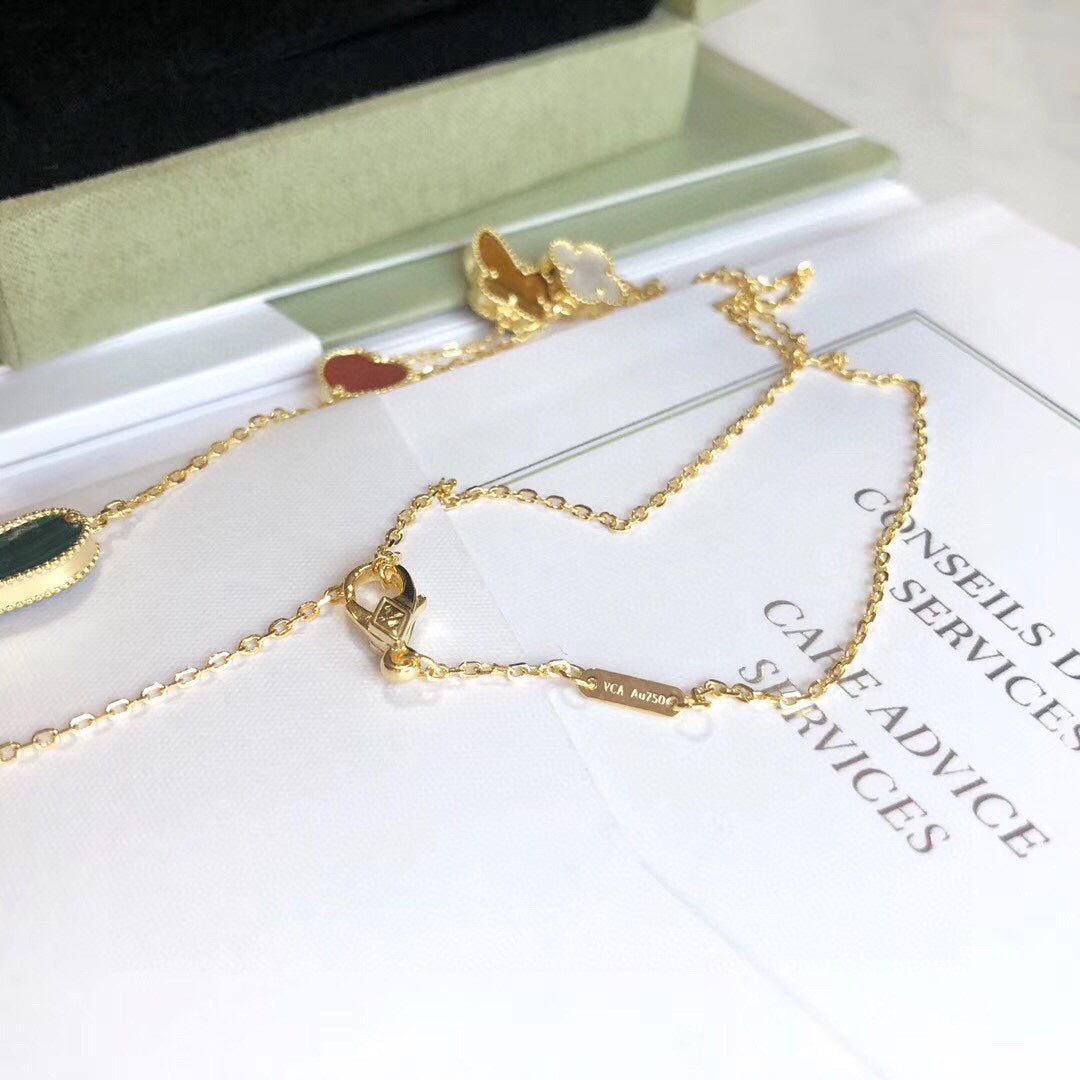 [Am jewelry]LUCKY SPRING 4 MOTIFS ROSE GOLD NECKLACE