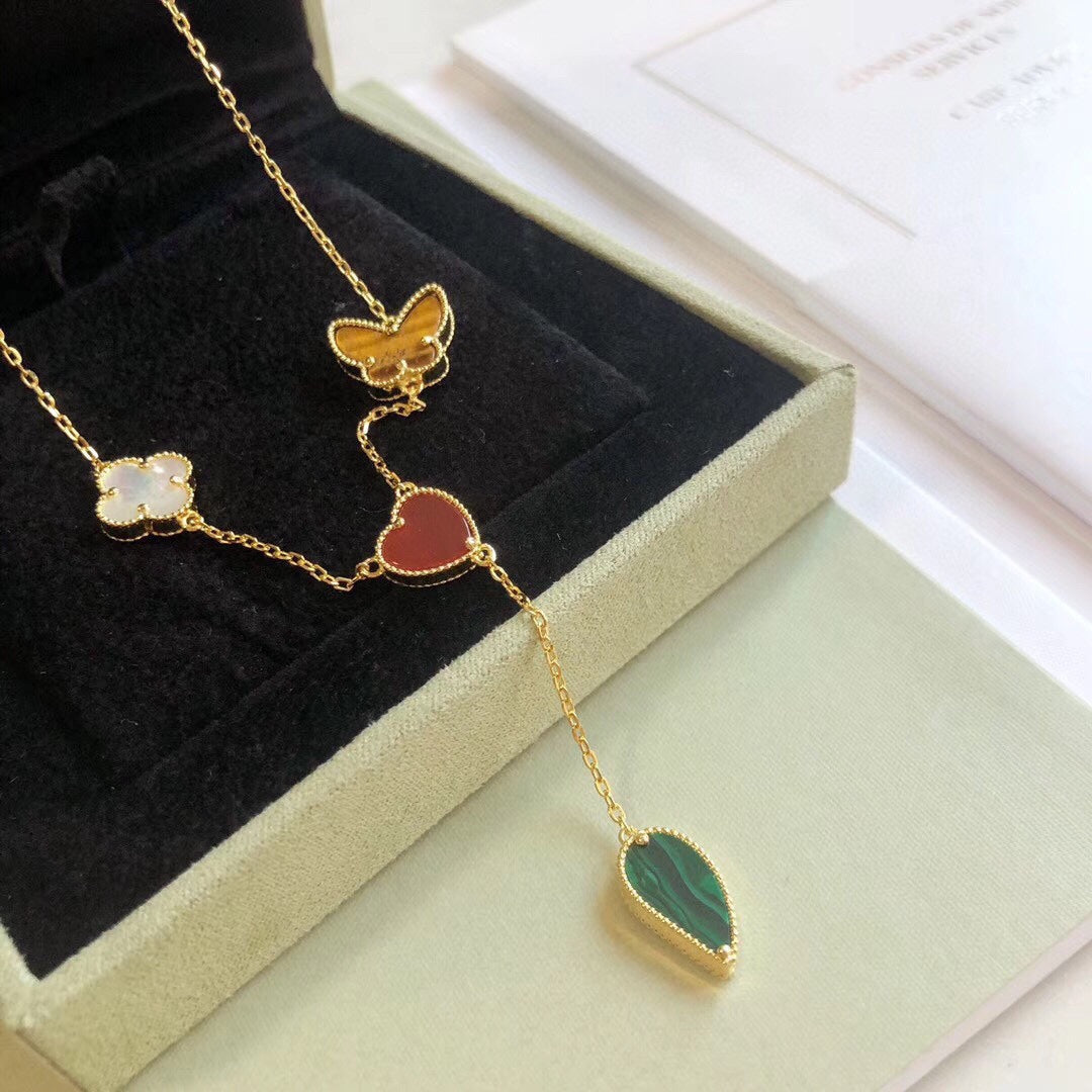 [Am jewelry]LUCKY SPRING 4 MOTIFS ROSE GOLD NECKLACE