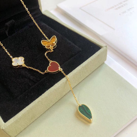 [Am jewelry]LUCKY SPRING 4 MOTIFS ROSE GOLD NECKLACE
