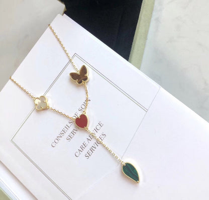 [Am jewelry]LUCKY SPRING 4 MOTIFS ROSE GOLD NECKLACE