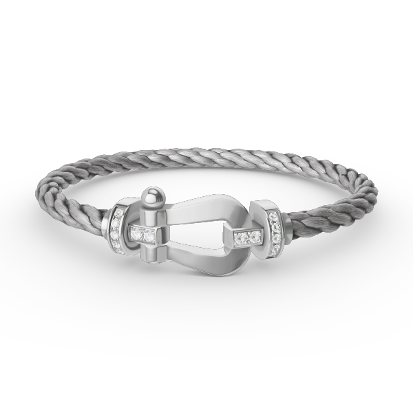 [Am jewelry]FORCE LARGE HORSESHOE HALF DIAMOND BRACELET SILVER