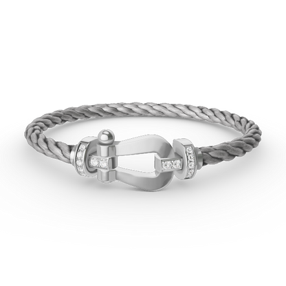 [Am jewelry]FORCE LARGE HORSESHOE HALF DIAMOND BRACELET SILVER