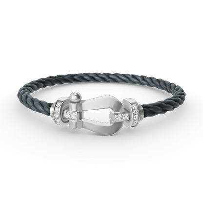 [Am jewelry]FORCE LARGE HORSESHOE HALF DIAMOND BRACELET SILVER