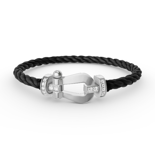 [Am jewelry]FORCE LARGE HORSESHOE HALF DIAMOND BRACELET SILVER