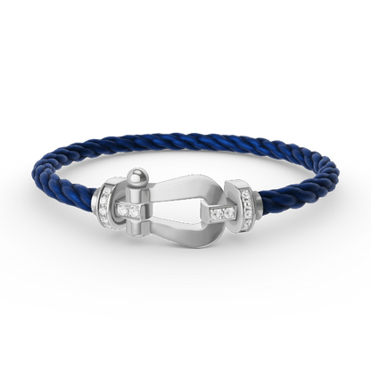 [Am jewelry]FORCE LARGE HORSESHOE HALF DIAMOND BRACELET SILVER