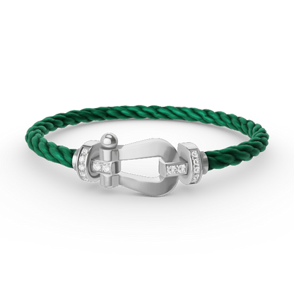 [Am jewelry]FORCE LARGE HORSESHOE HALF DIAMOND BRACELET SILVER