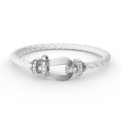 [Am jewelry]FORCE LARGE HORSESHOE HALF DIAMOND BRACELET SILVER
