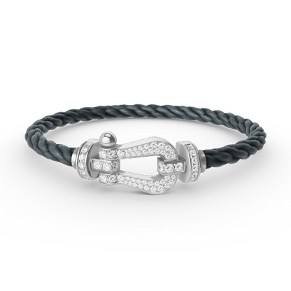 [Am jewelry]FORCE LARGE HORSESHOE FULL DIAMOND BRACELET SILVER