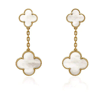 [Am jewelry]CLOVER 2 MOTIF WHITE MOP EARRINGS