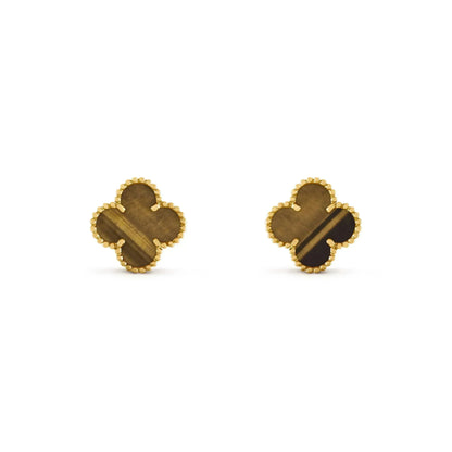 [Am jewelry]CLOVER MEDIUM 1 MOTIFS TIGER EYE EARRINGS