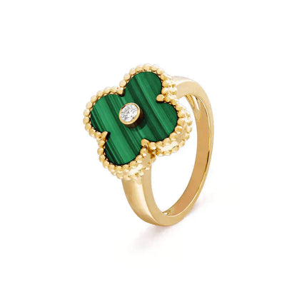 [Am jewelry]CLOVER MALACHITE RING GOLD DIAMOND