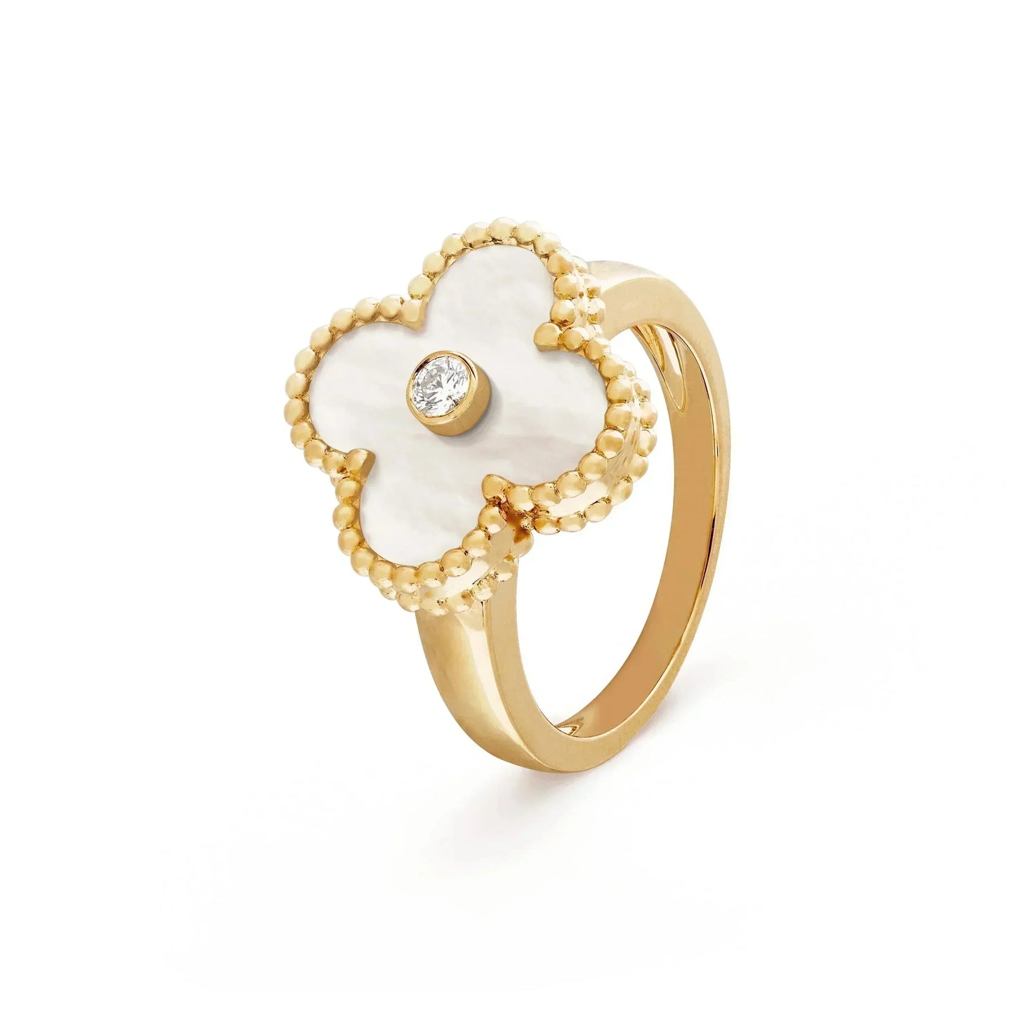 [Am jewelry]CLOVER PINK MOP RING GOLD DIAMOND