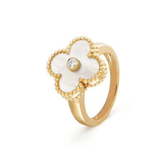 [Am jewelry]CLOVER PINK MOP RING GOLD DIAMOND