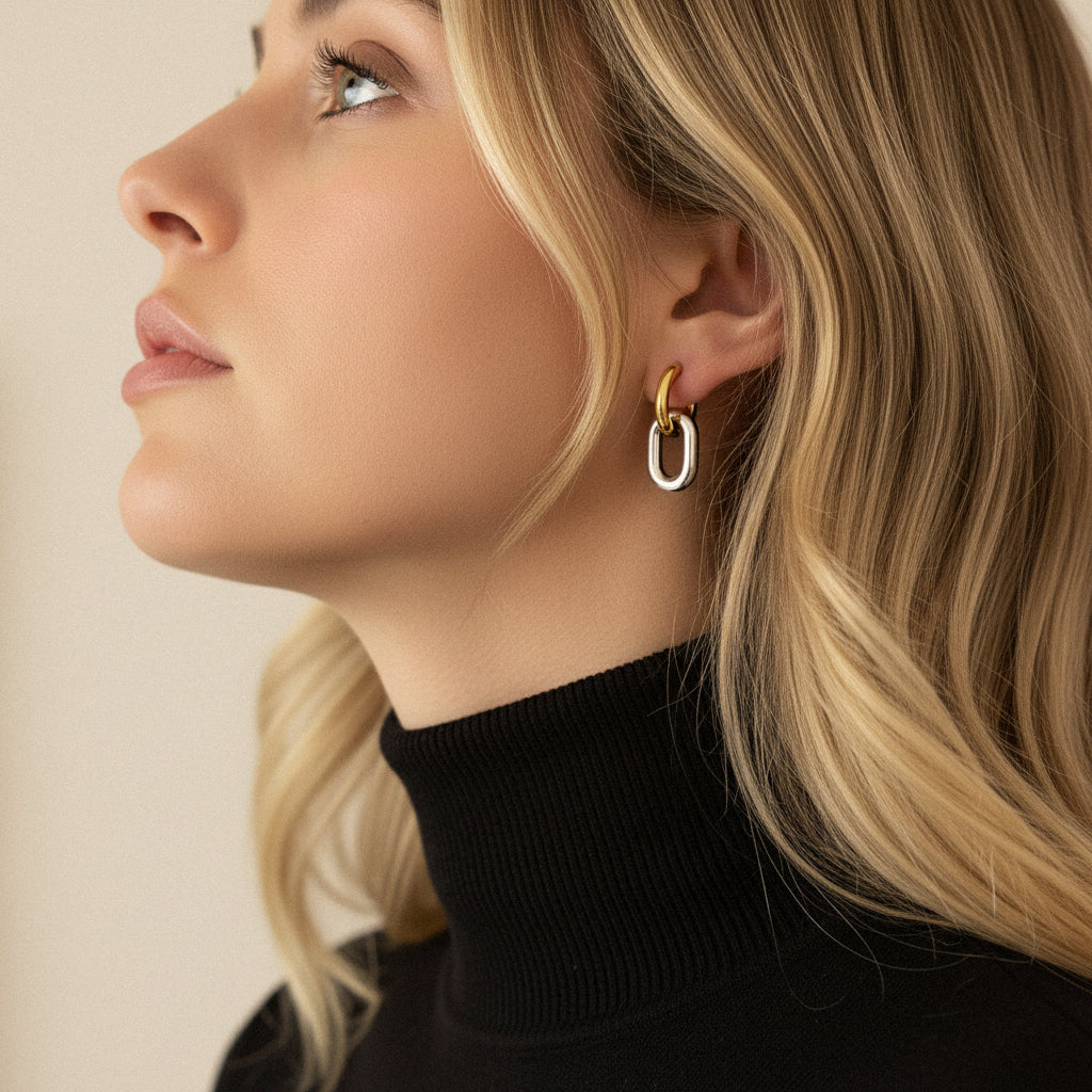 [AM Jewels]Pippa Two Tone Double Hoops